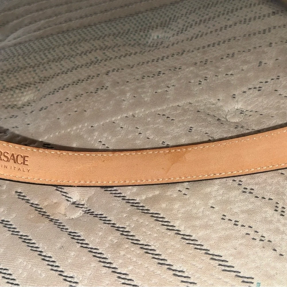 Versace Crystal Medusa Pink Leather Belt — Rare Glam Statement Piece